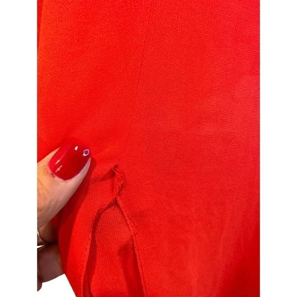 BCBGMaxAzria Solid Red Sleeveless Illusion V-Neck Maxi Cocktail Dress Size 0 - Picture 4 of 8